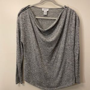 💙Long sleeve blouse : grey with zipper details